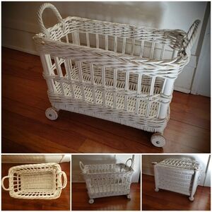 Pottery Barn Wicker Roller Basket